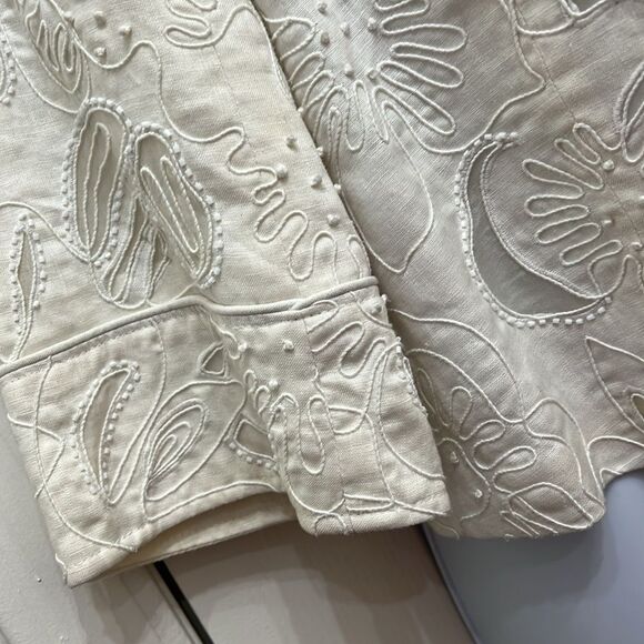 Lafayette 148 Jacket Elegant White Embroidered Women's Size 6 Embroidered Beaded - Picture 3 of 12